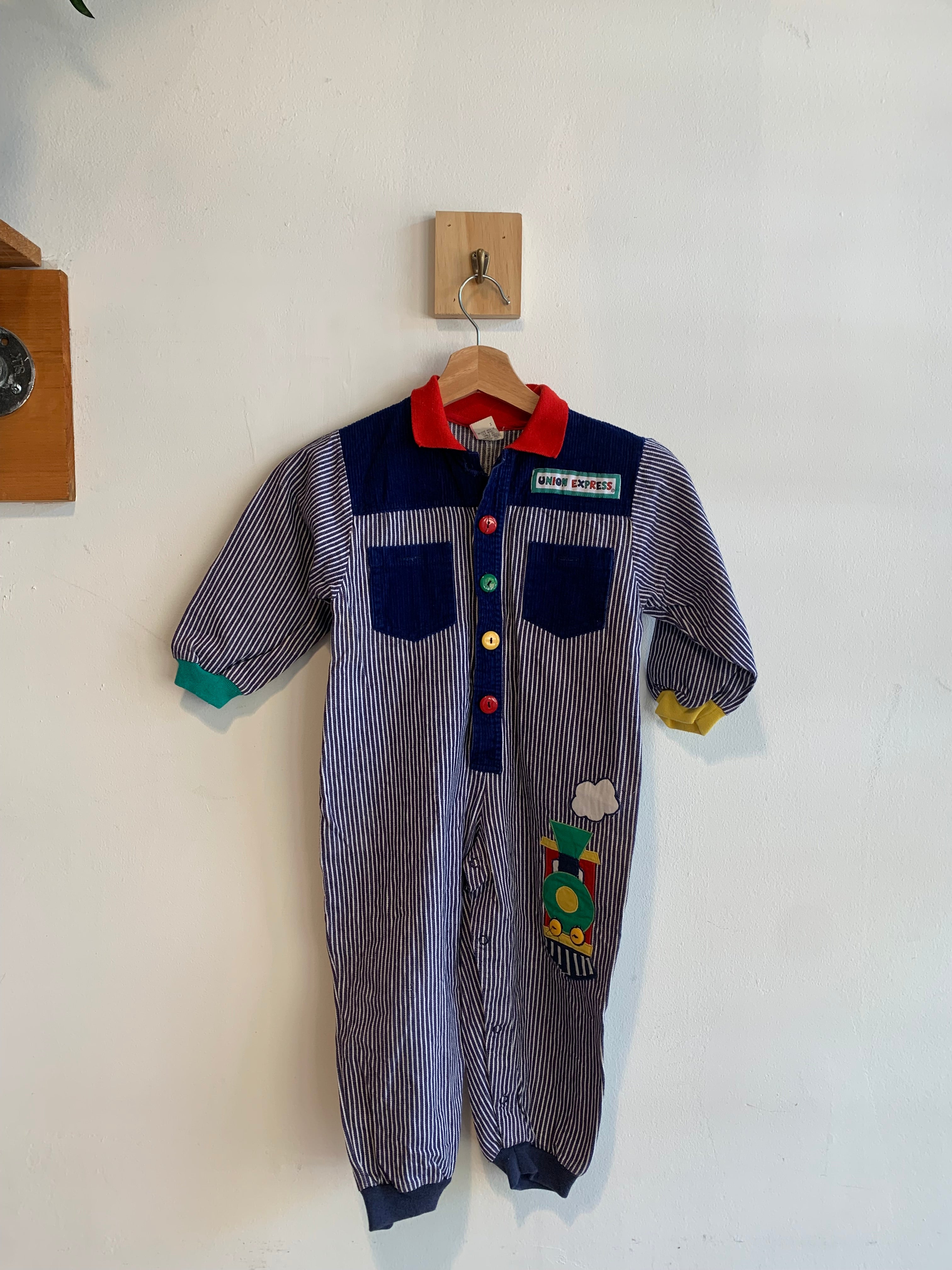 Youth Vintage Union Express Train Engineer Romper