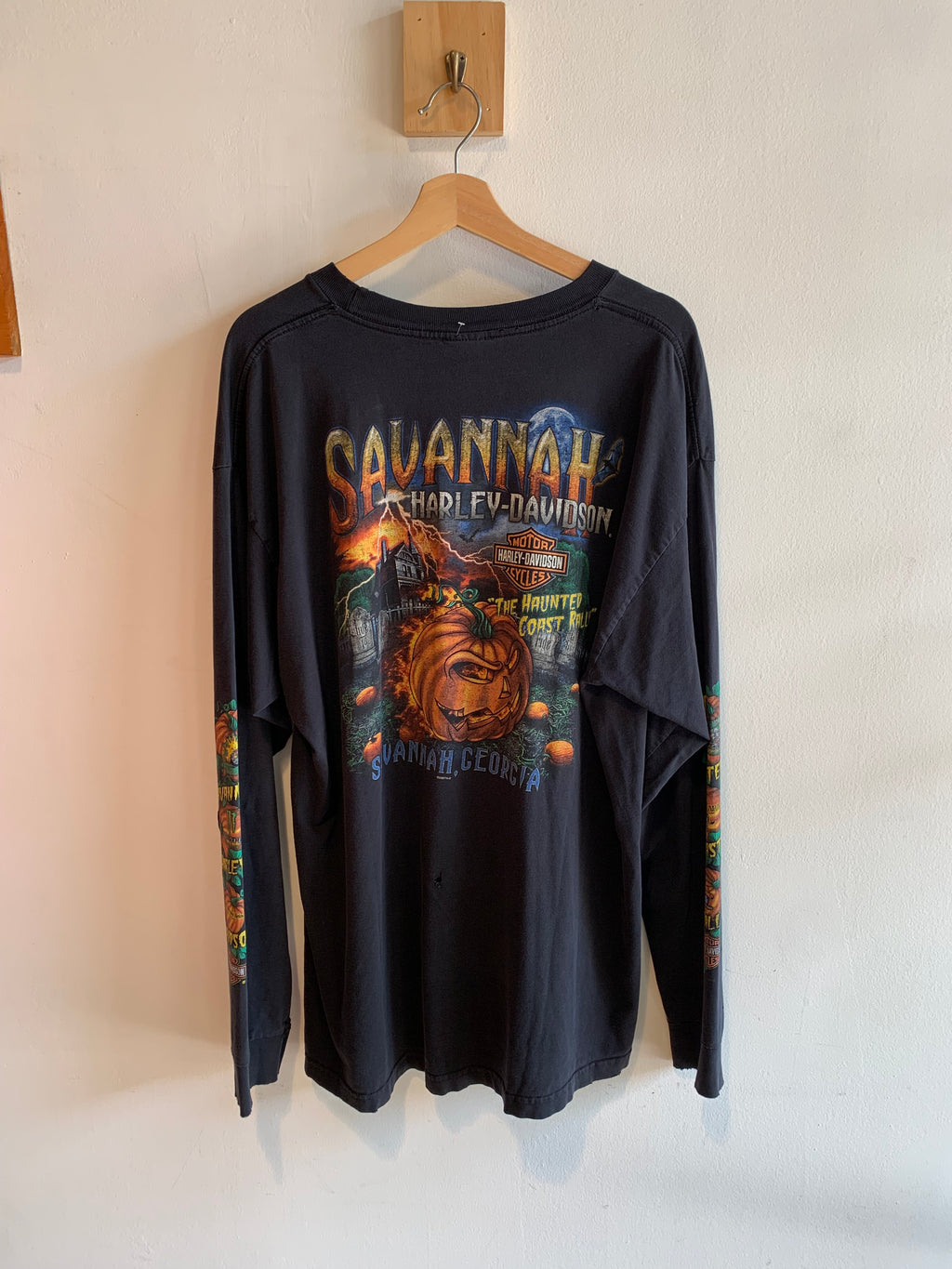 Faded Black Harley Davidson Ghost Rally Longsleeve Shirt