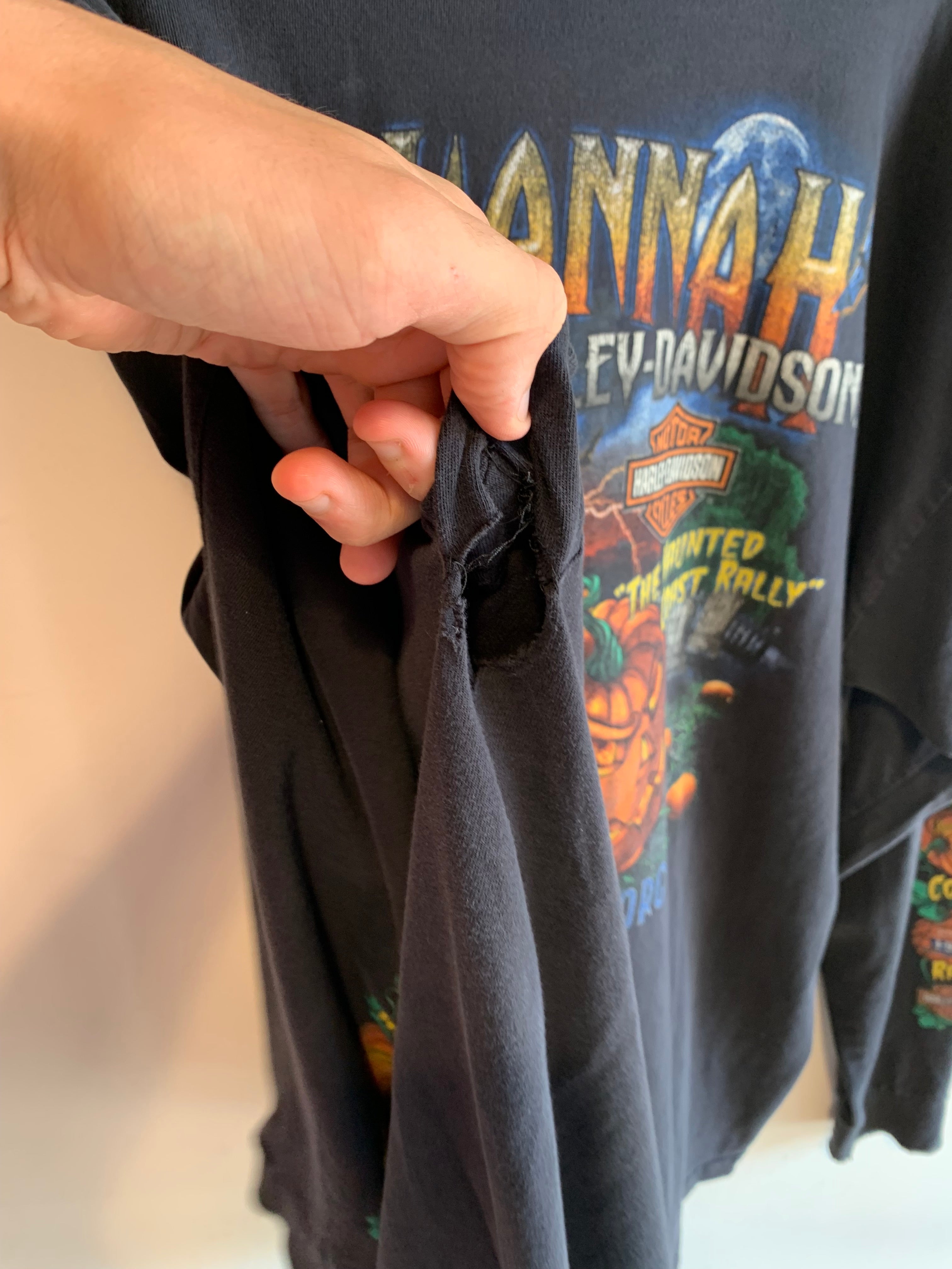 Faded Black Harley Davidson Ghost Rally Longsleeve Shirt